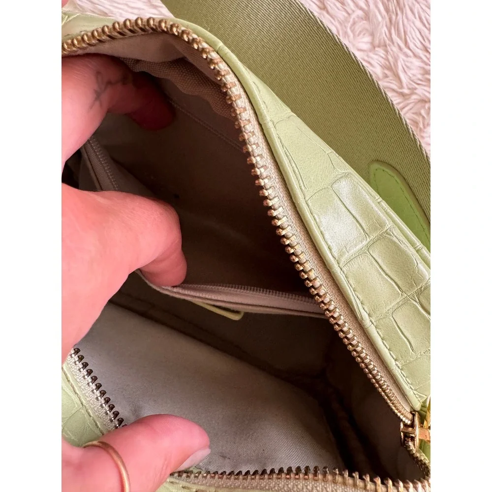 Peta + Jain Justice Sage Green Faux Croc Camera Crossbody Bag